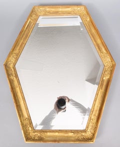 Mid-Century French Giltwood Hexagonal Mirror