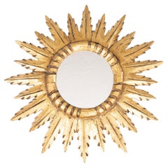 Mid Century French Giltwood Sunburst Mirror