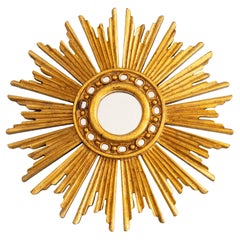 Miroir en bois doré du milieu du siècle dernier