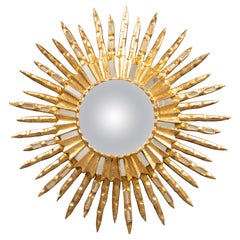 Mid Century French Giltwood Sunburst Starburst Mirror