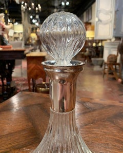 Midcentury French Glass and Brass Wine Decanter with Stopper from Bordeaux
