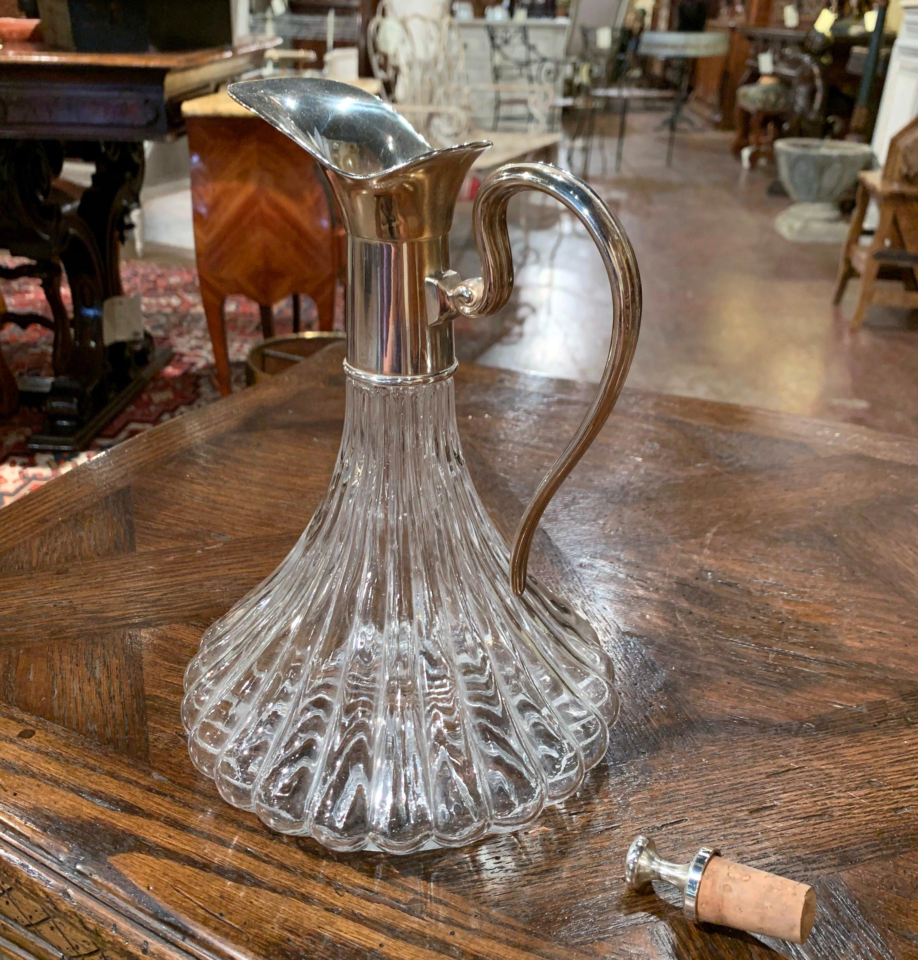 silver and glass wine decanter