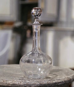 Französischer Weinkaraffe-Dekanter aus Glas mit Stopper aus der Mitte des Jahrhunderts