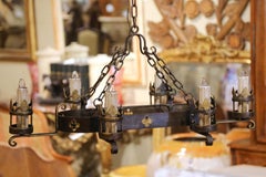 Mid-Century French Gothic Revival Six-Light Iron Chandelier