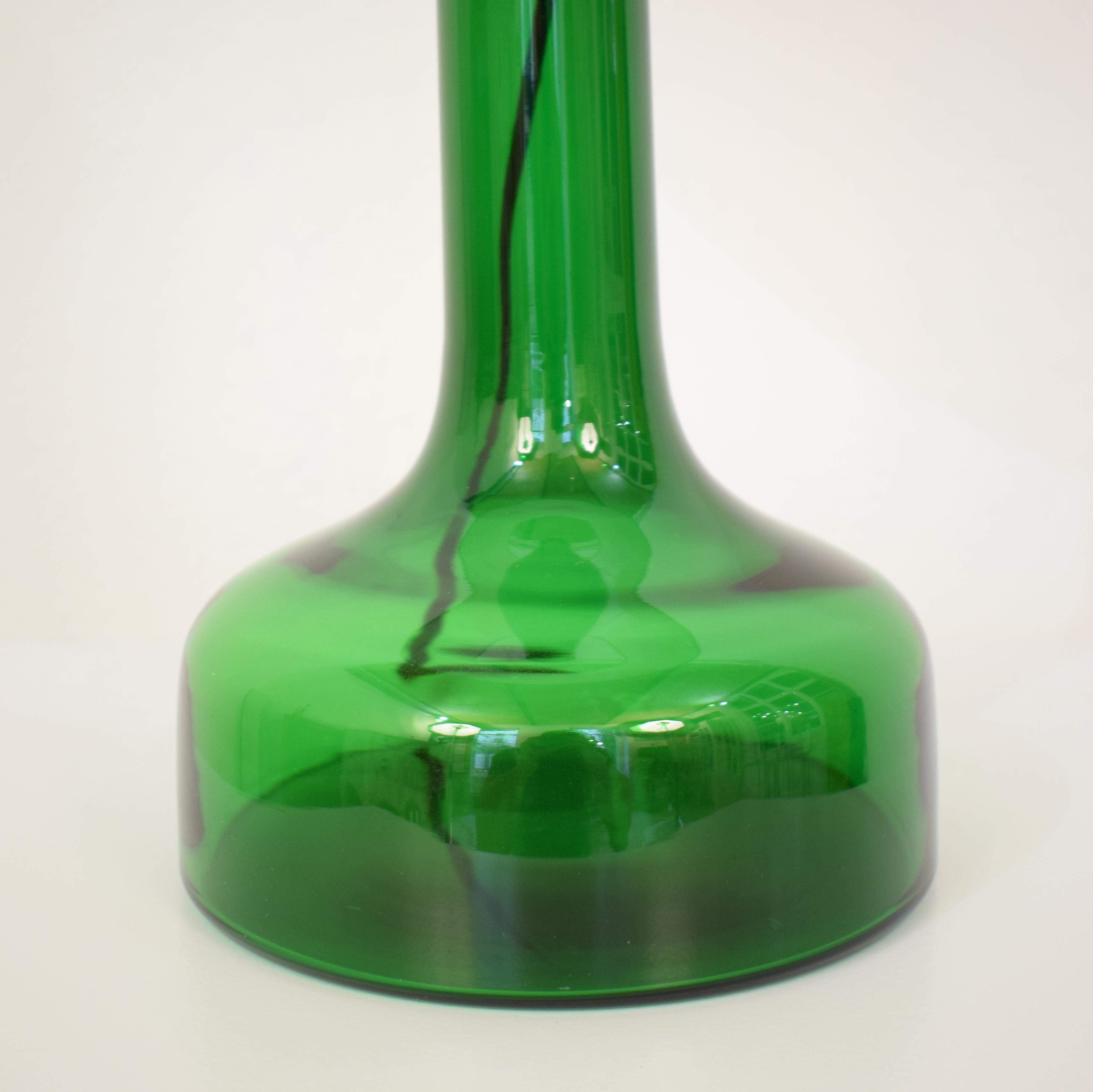 Mid-Century Modern Midcentury French Green Glass and Brass Table Lamp, circa 1970