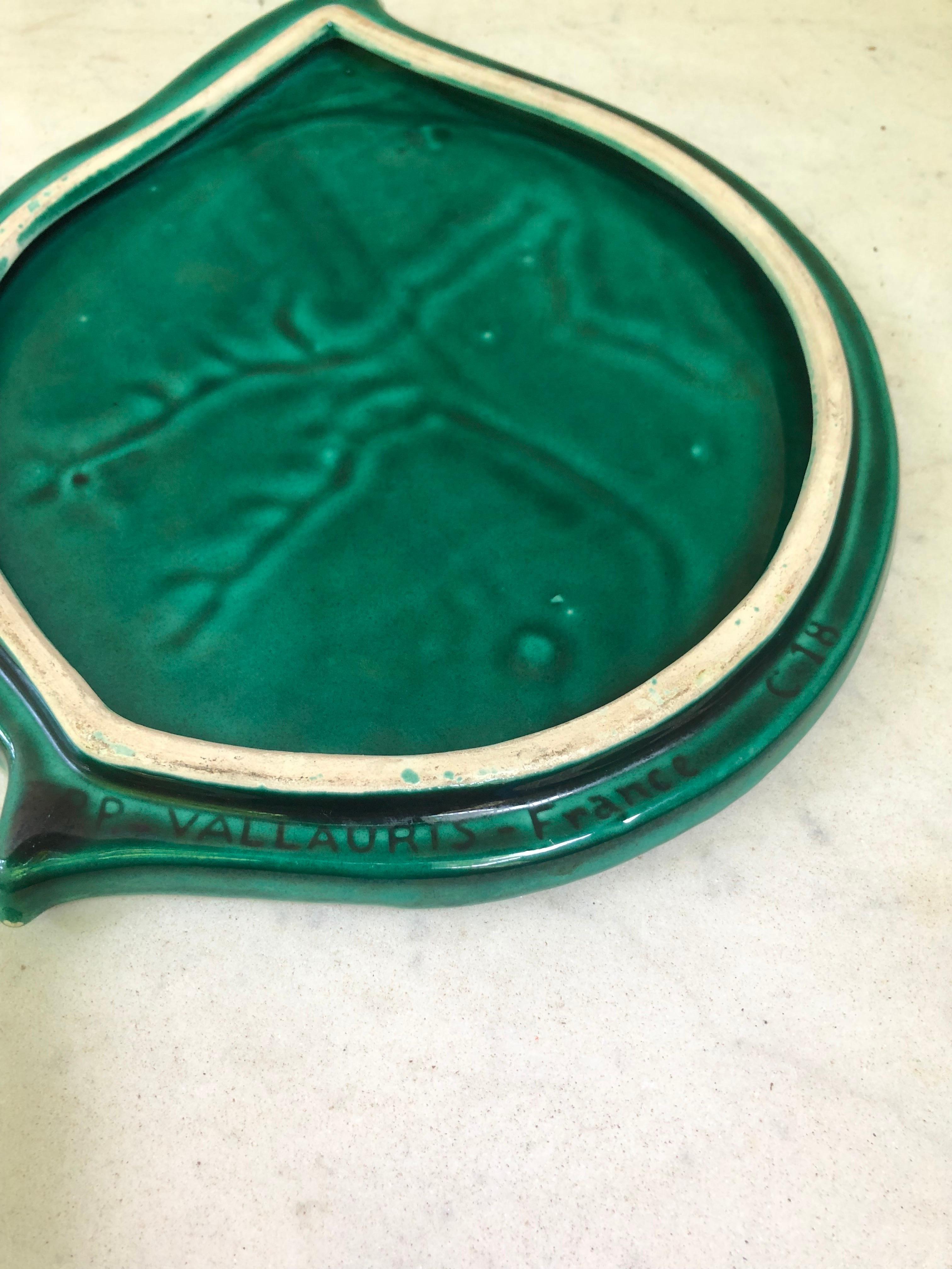 Mid-20th Century Mid-Century French Green Majolica Deer Trivet Vallauris For Sale