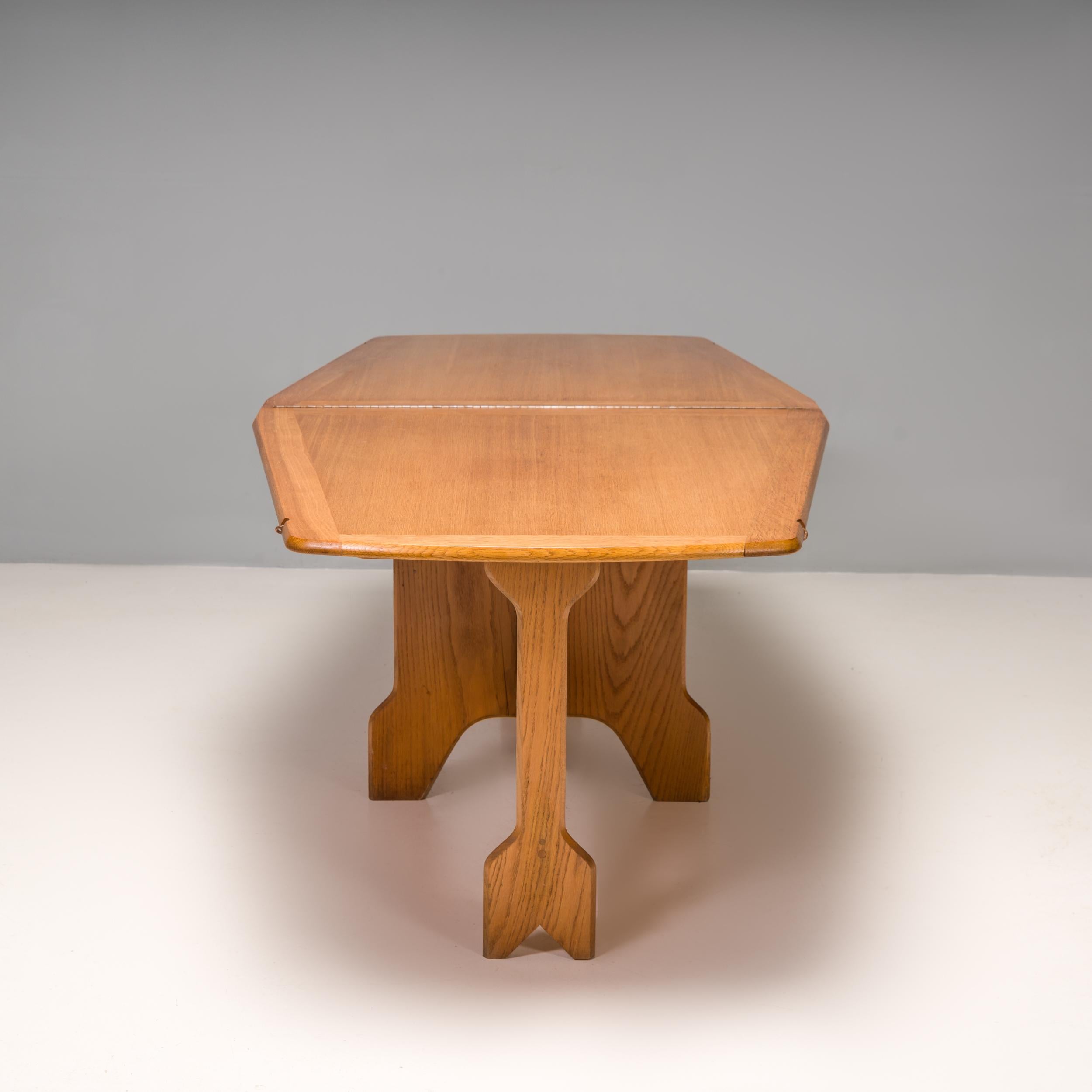 Mid-20th Century Mid Century French Guillerme et Chambron Extendable Solid Oak Dining Table