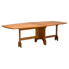 Mid Century French Guillerme et Chambron Extendable Solid Oak Dining Table