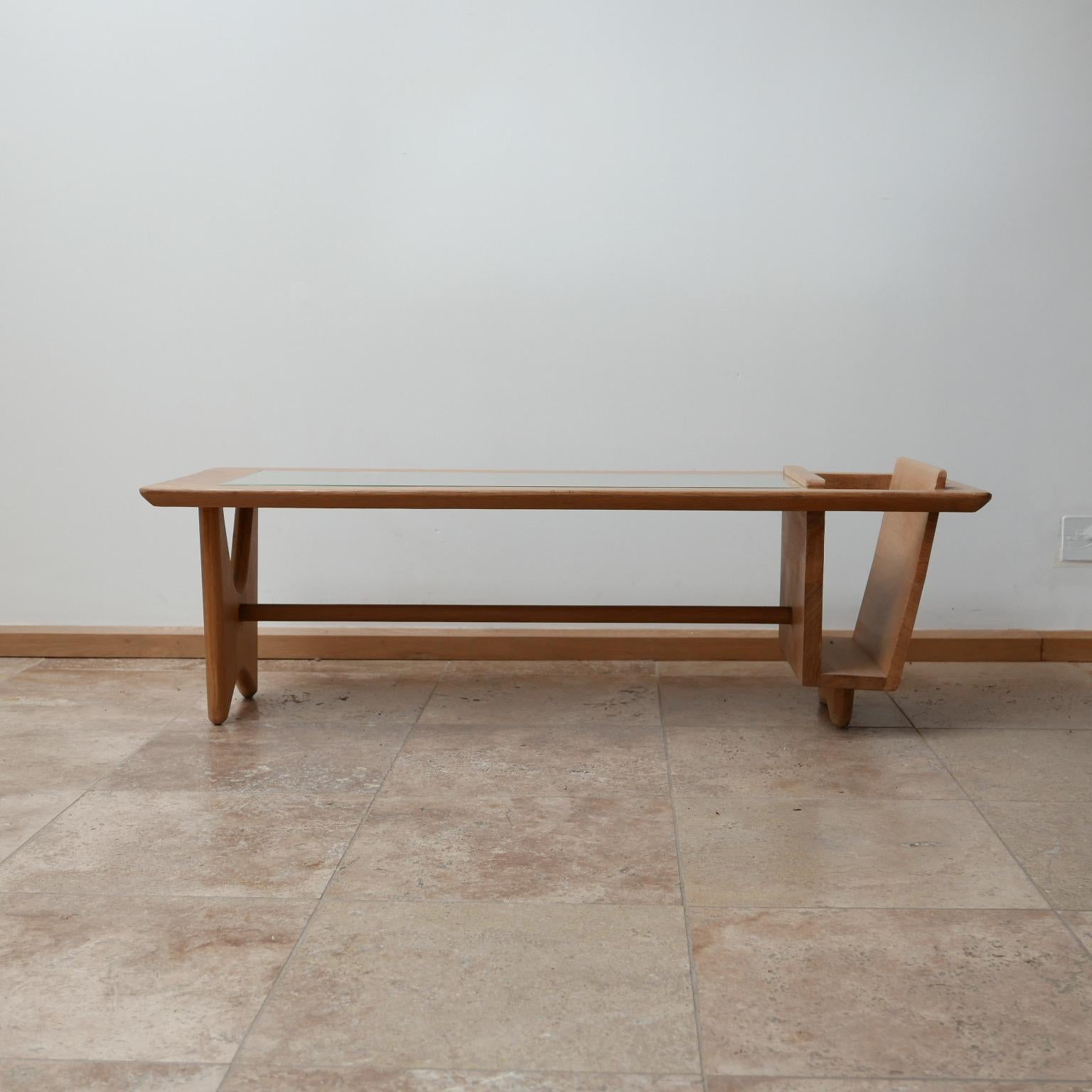 Midcentury French Guillerme et Chambron Oak Coffee Table 3