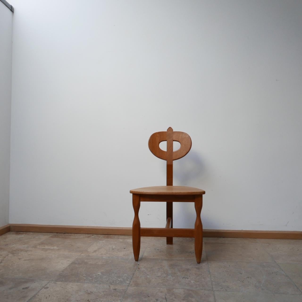 Mid-Century French Guillerme et Chambron Oak Tripod Chair 6