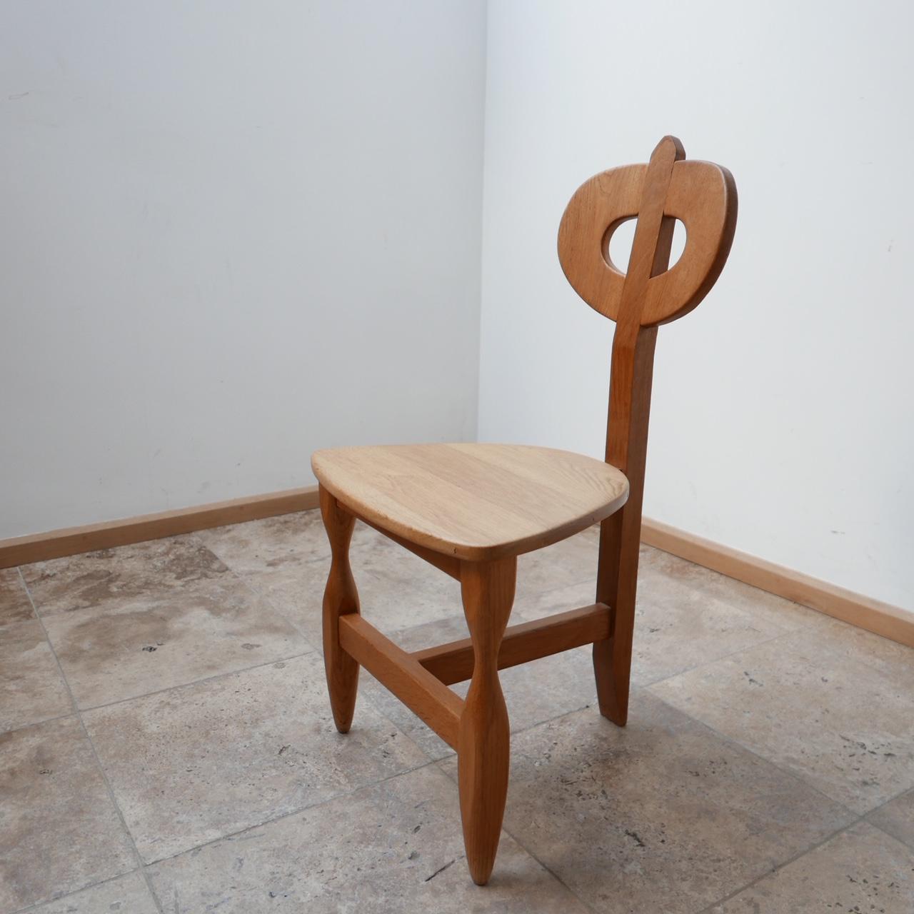 Mid-Century Modern Mid-Century French Guillerme et Chambron Oak Tripod Chair