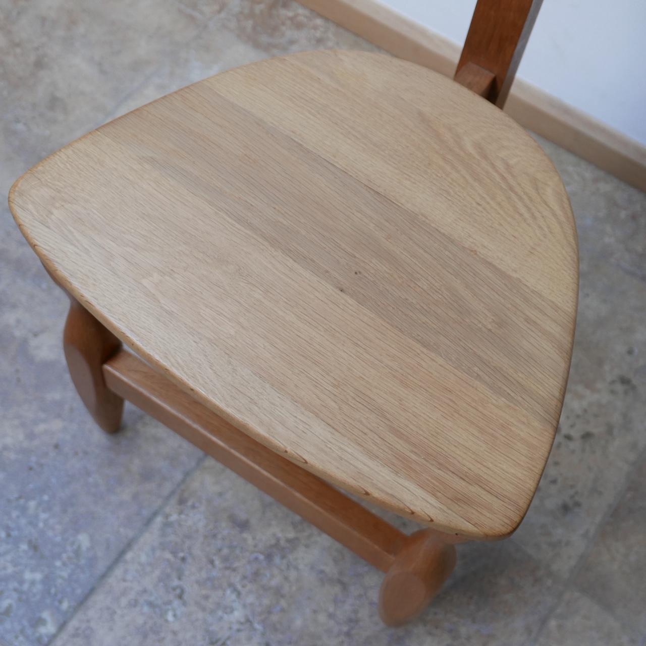 Onyx Mid-Century French Guillerme et Chambron Oak Tripod Chair