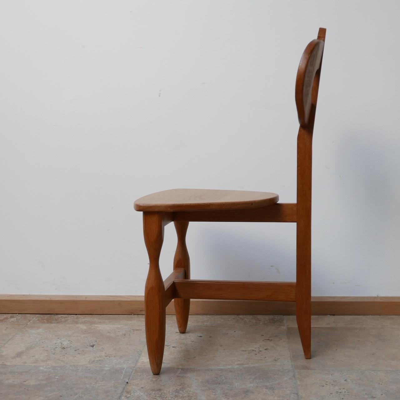 Mid-Century French Guillerme et Chambron Oak Tripod Chair 3