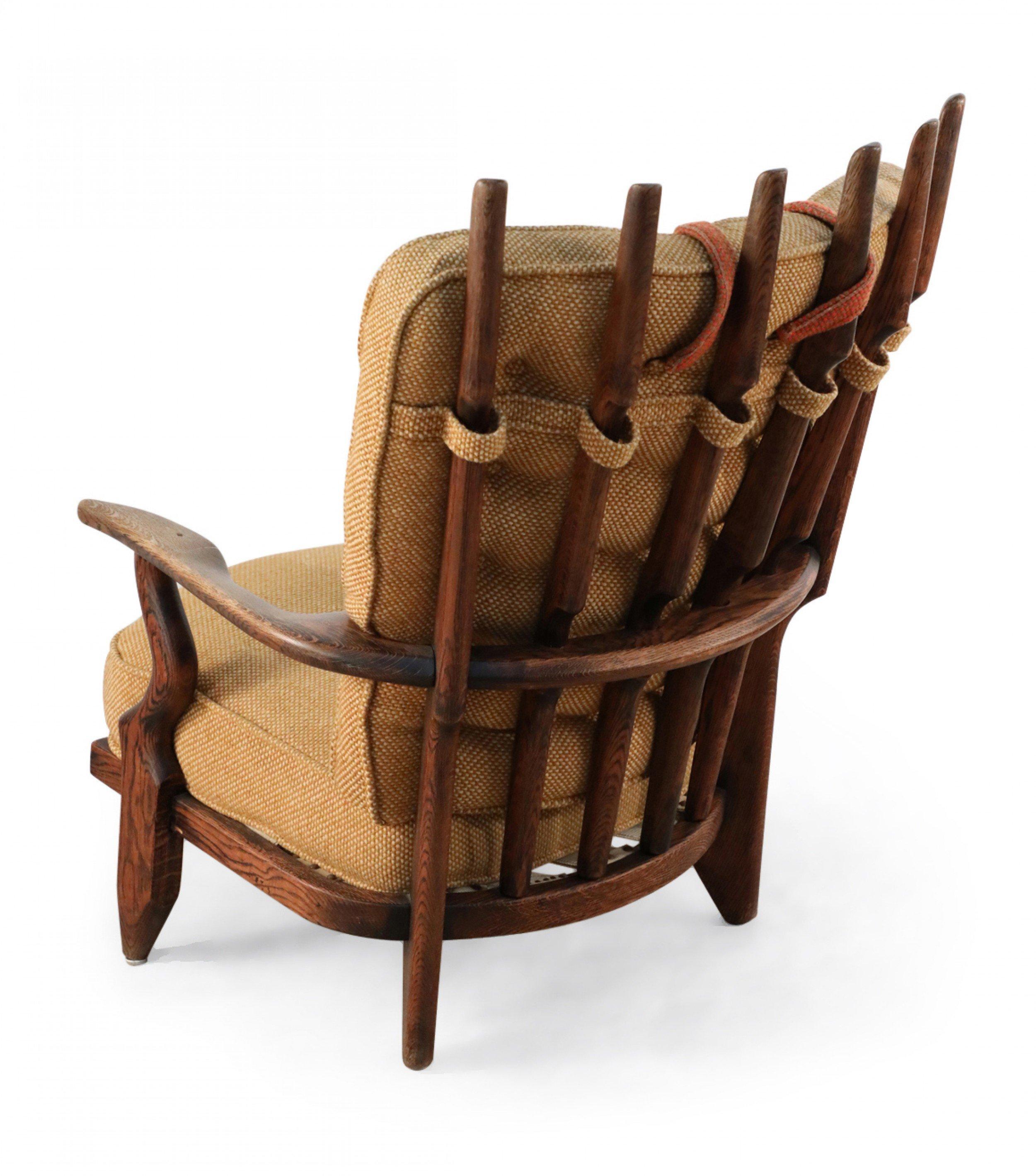 Mid-Century Modern Mid-Century French Guillerme et Chambron Slat Back Lounge / Armchair