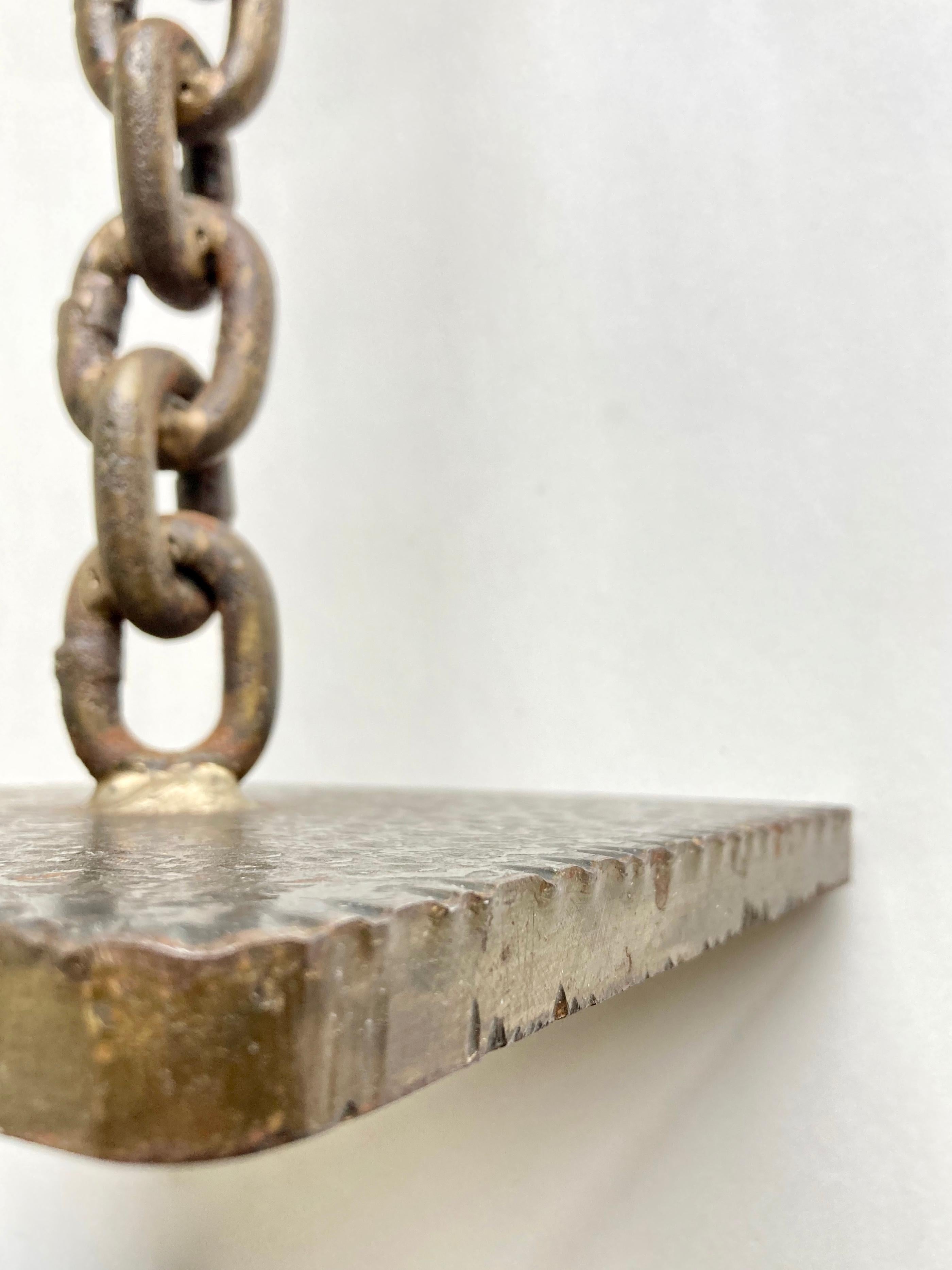 Mid-Century French Handcrafted Brutalist Iron Chain Link Candleholder  For Sale 2