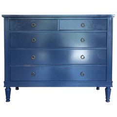 Vintage Midcentury French Hollywood Regency Dresser in Hale Navy Painted Finish
