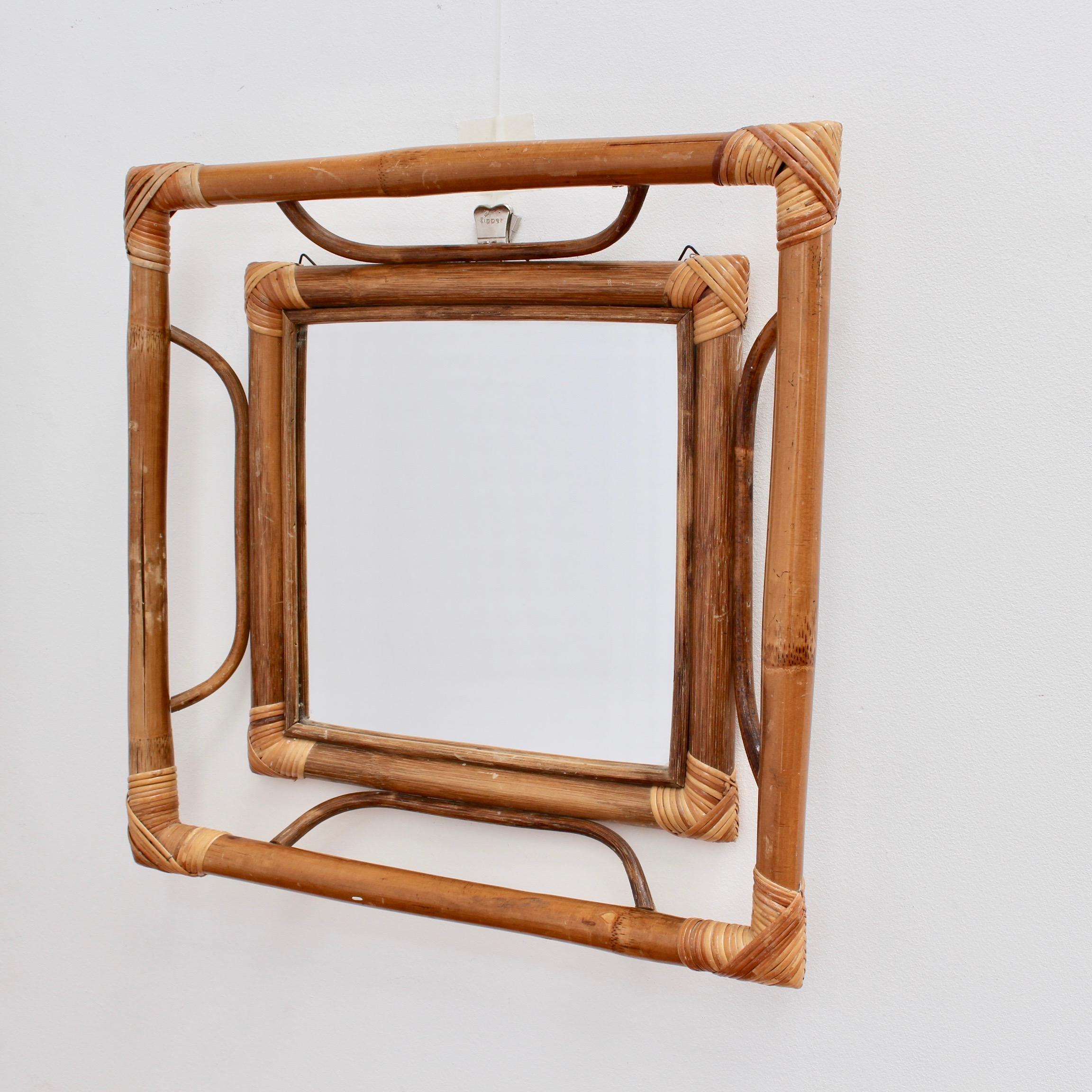 Midcentury French Indochine-Style Bamboo and Rattan Wall Mirror, circa 1960s 4