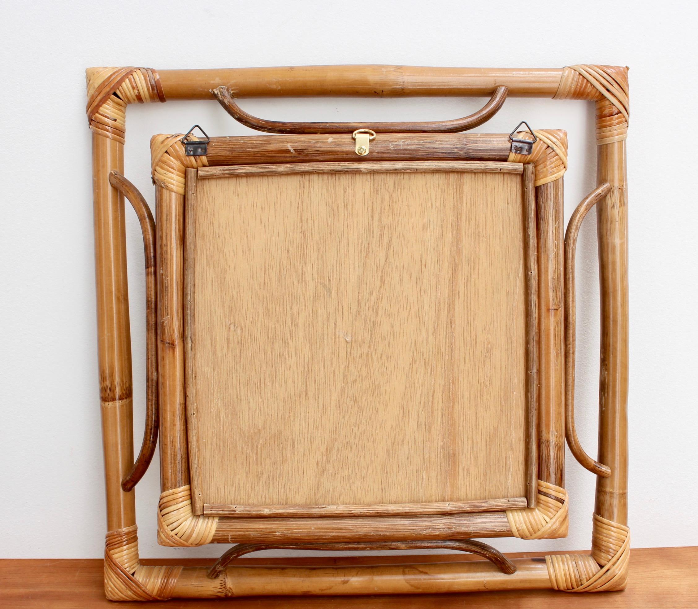 Midcentury French Indochine-Style Bamboo and Rattan Wall Mirror, circa 1960s 8