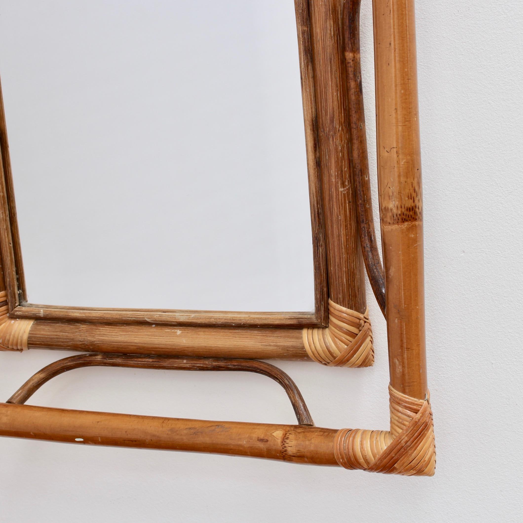 Midcentury French Indochine-Style Bamboo and Rattan Wall Mirror, circa 1960s 3