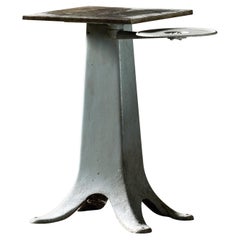 Mid-Century French Industrial Table with Swinging Shelf