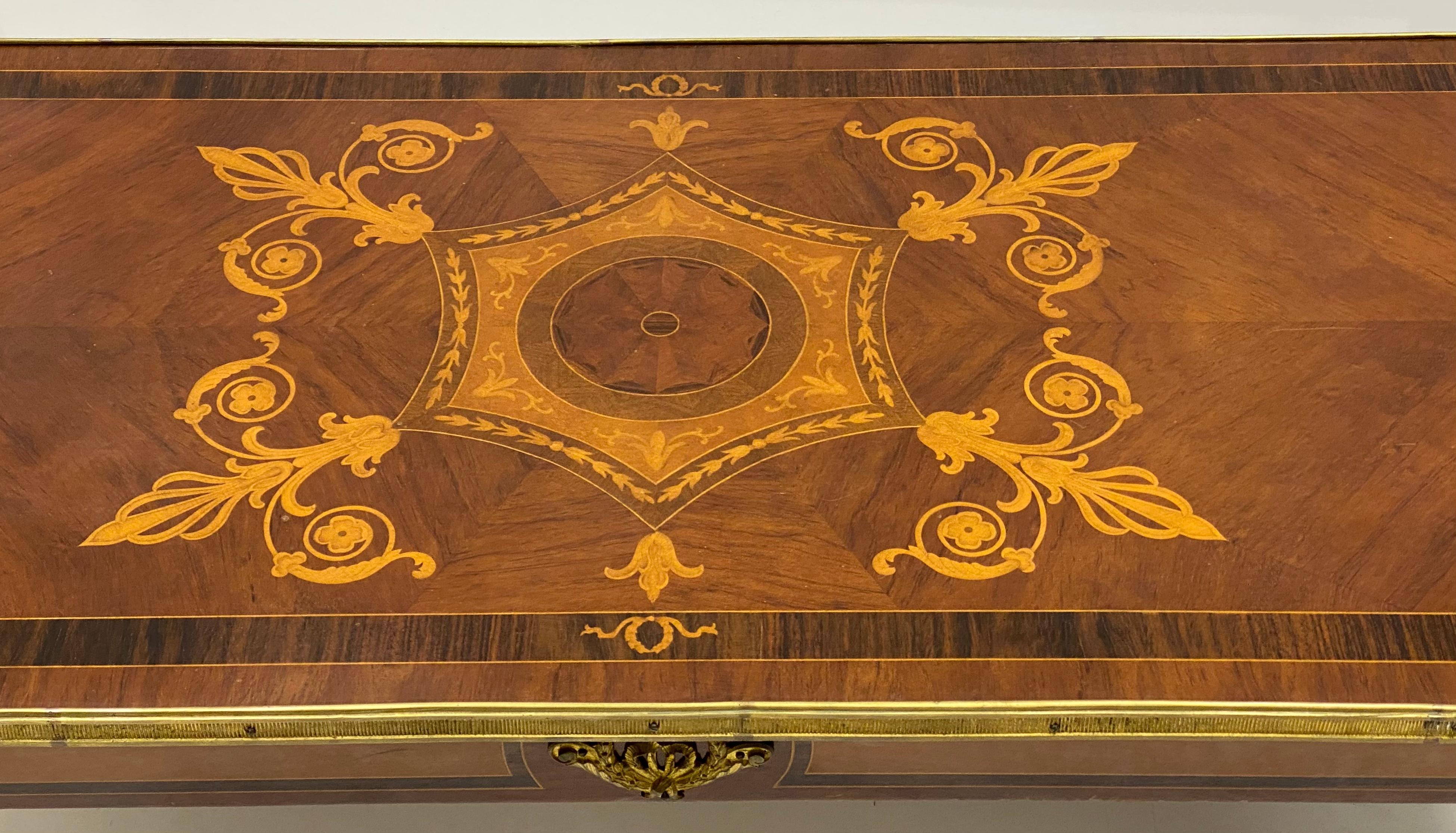 Egyptian Revival Midcentury French Inlaid and Bronze Mount Coffee Table