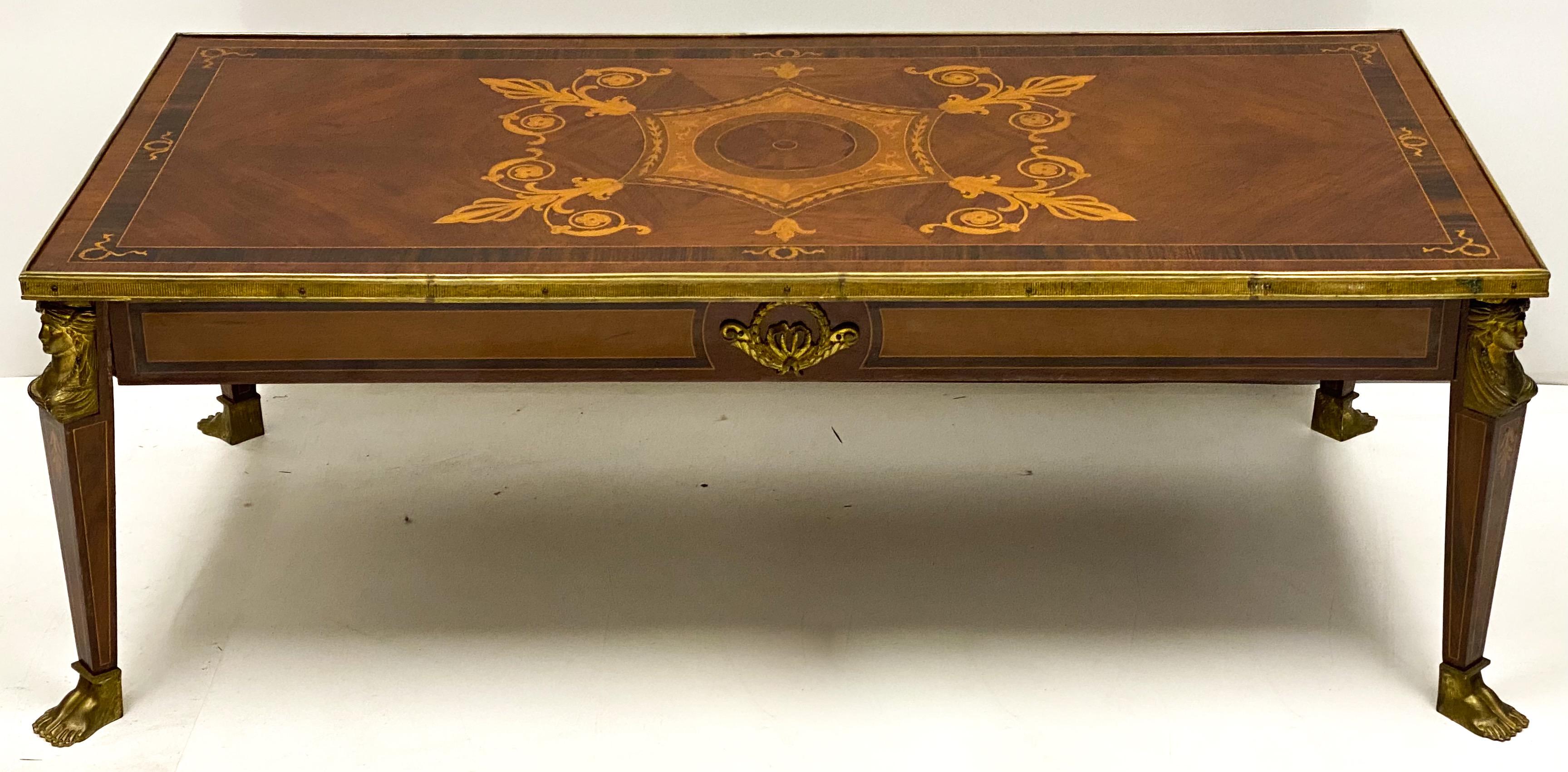 Midcentury French Inlaid and Bronze Mount Coffee Table 3