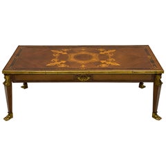 Midcentury French Inlaid and Bronze Mount Coffee Table