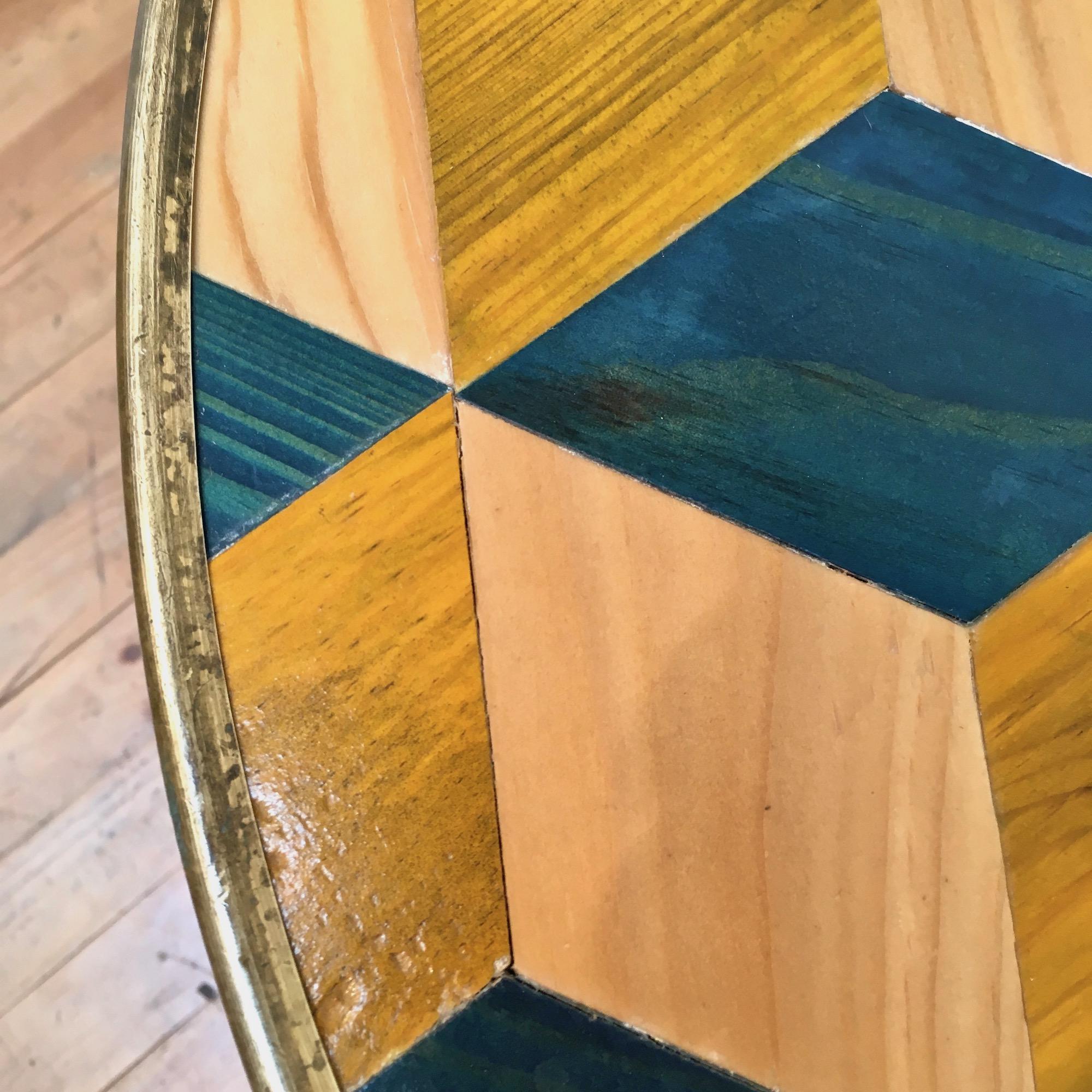 Mid-Century Modern Midcentury French Inlaid Pedestal Table For Sale