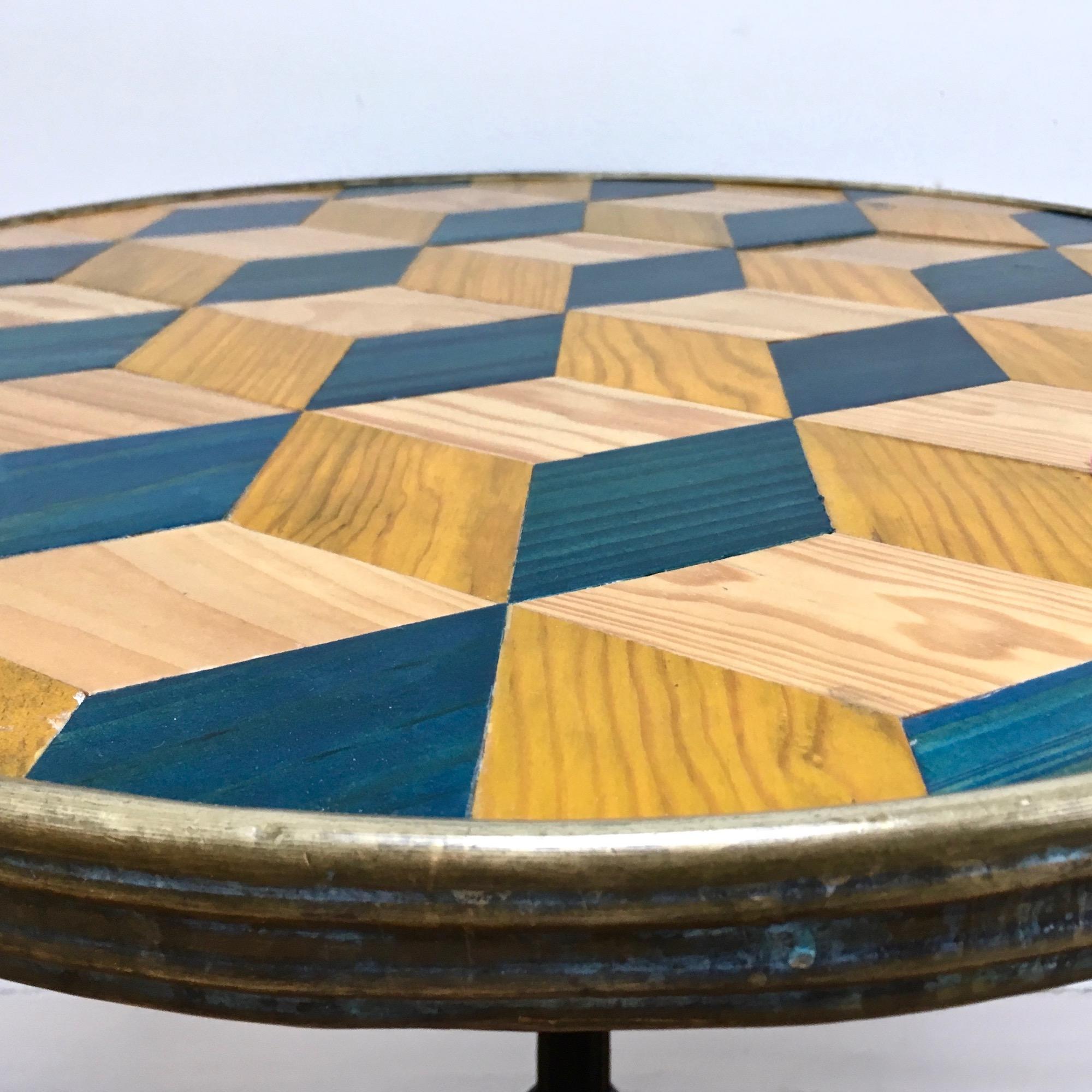 Midcentury French Inlaid Pedestal Table In Good Condition For Sale In Saint Ouen, FR