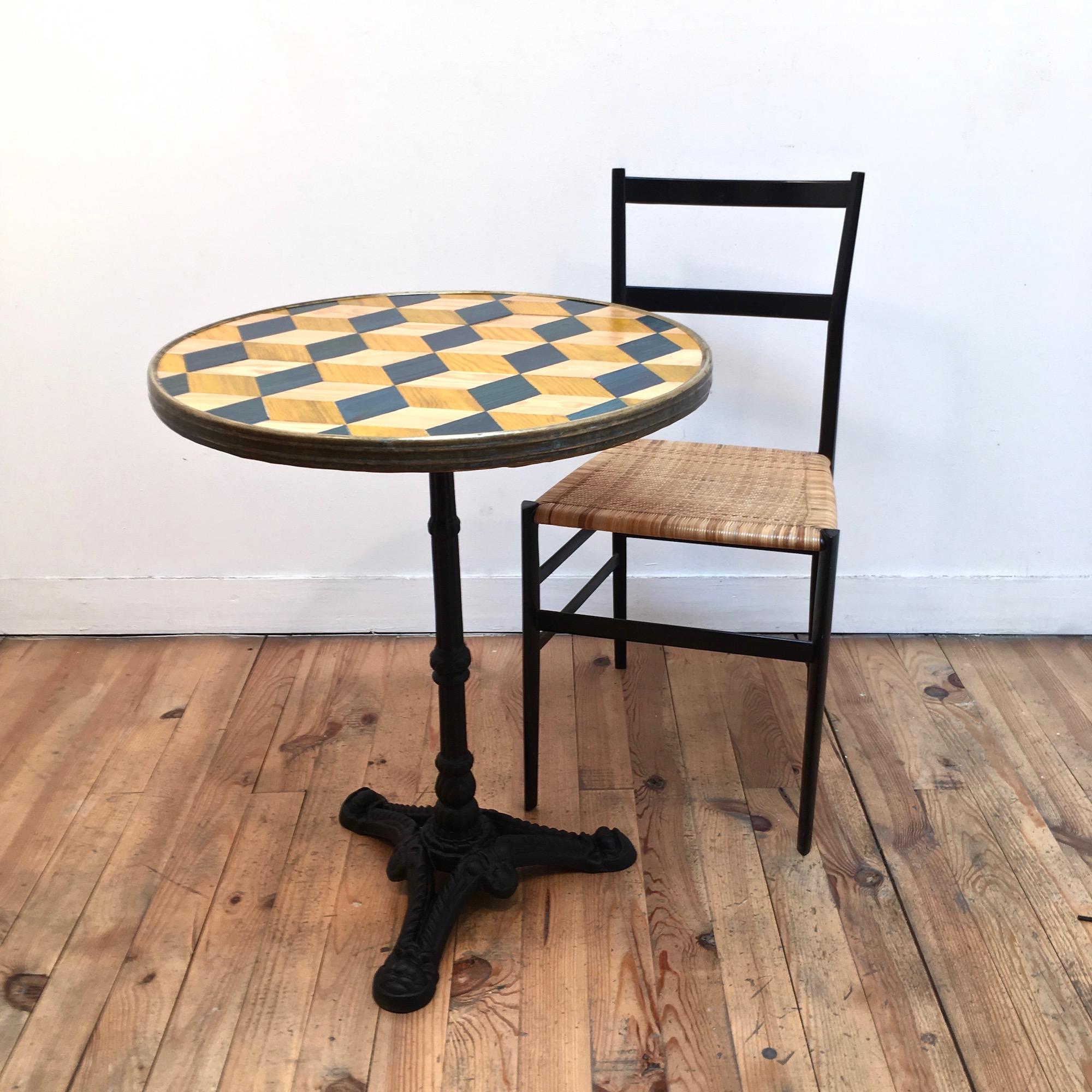 Mid-20th Century Midcentury French Inlaid Pedestal Table For Sale