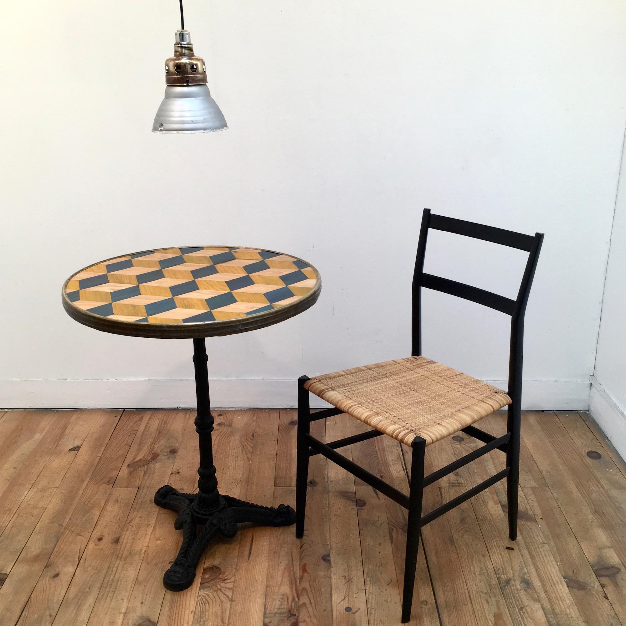 Midcentury French Inlaid Pedestal Table For Sale 2