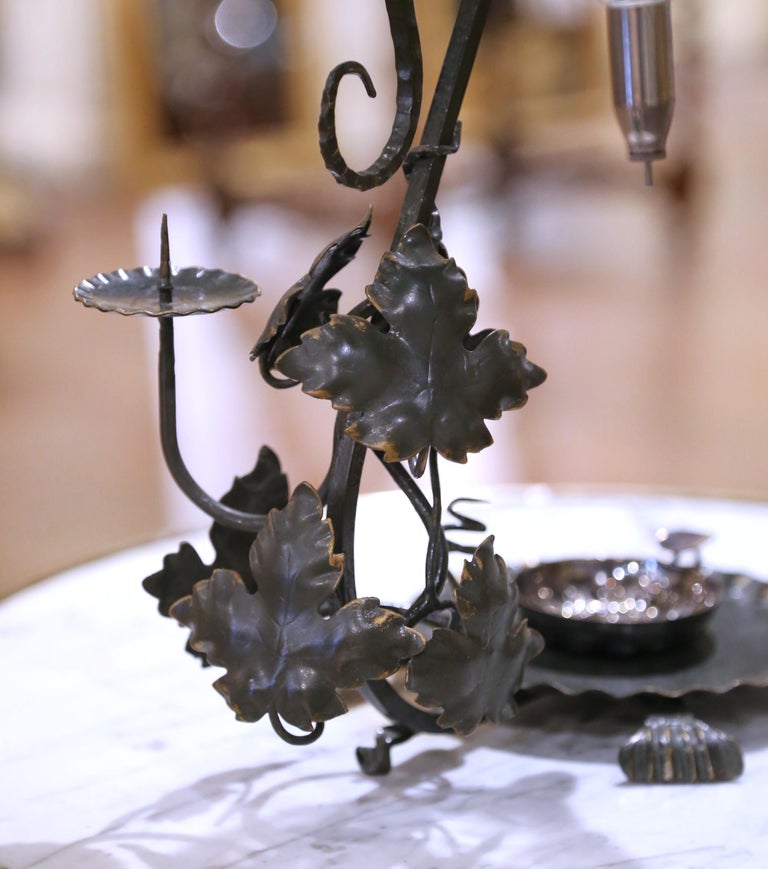 Mid-Century French Iron and Glass Wine Decanter Dispenser with