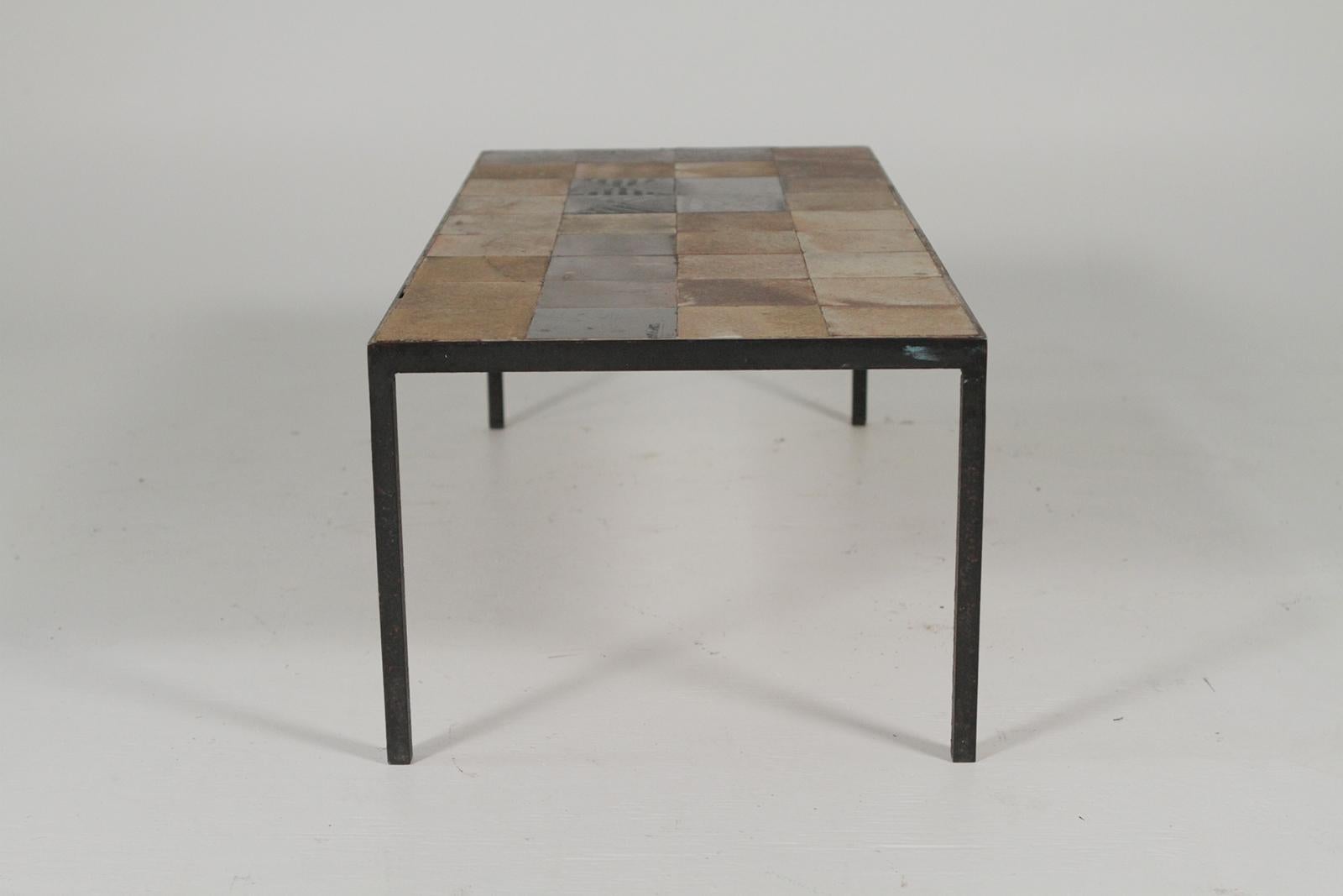 Midcentury French Iron and Tile Top Cocktail/ Coffee Table In Good Condition In Lambertville, NJ