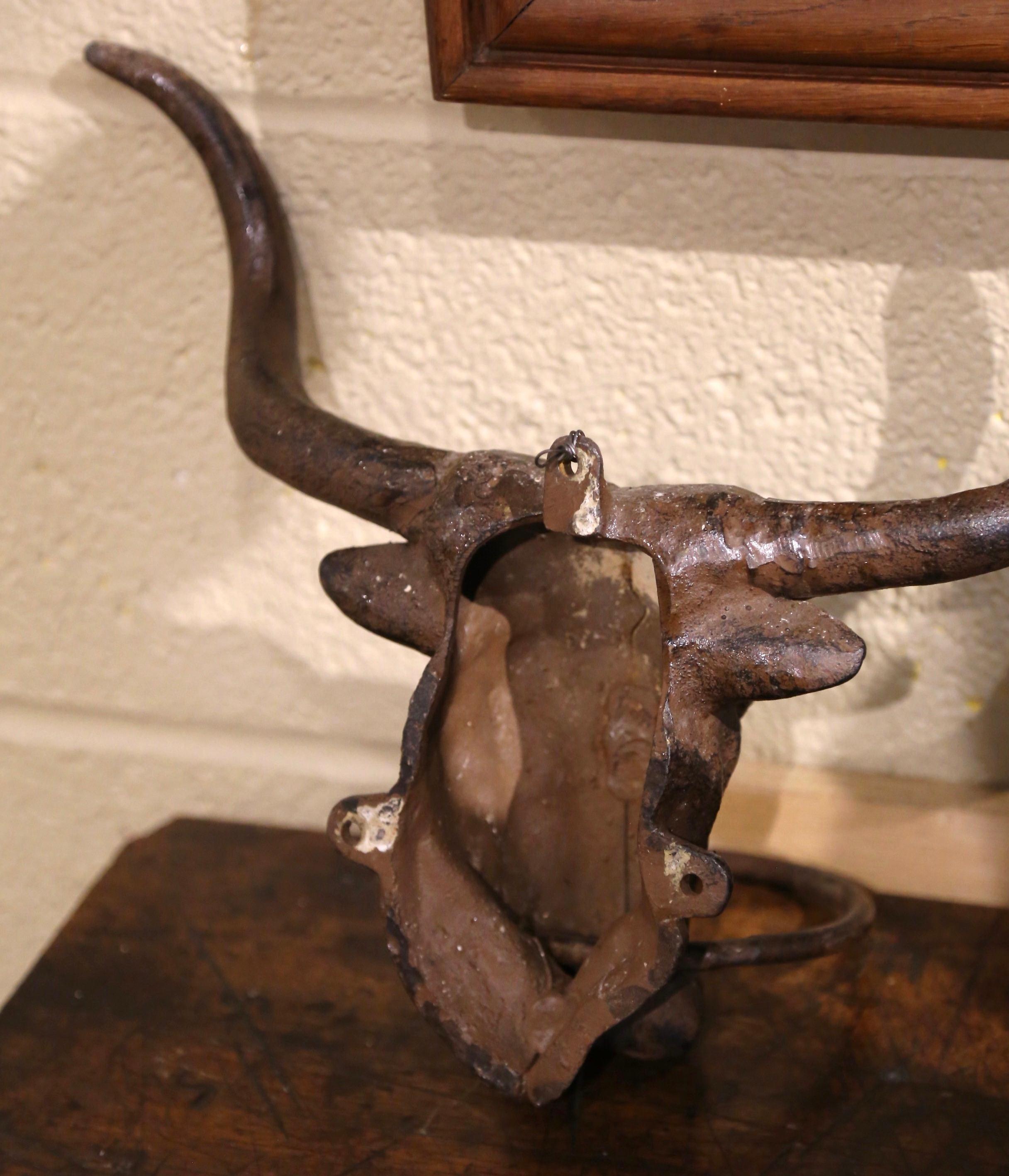 Mid-Century French Iron Cow Head Front Door Knocker For Sale 2