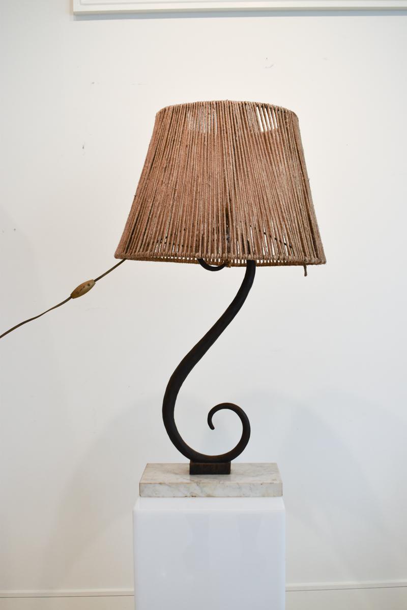 Mid-Century French Iron Lamp In Fair Condition For Sale In New Orleans, LA