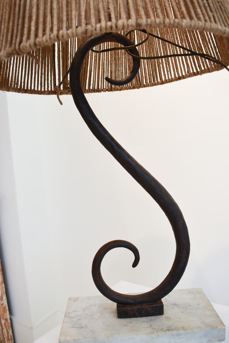 Mid-Century French Iron Lamp For Sale 3