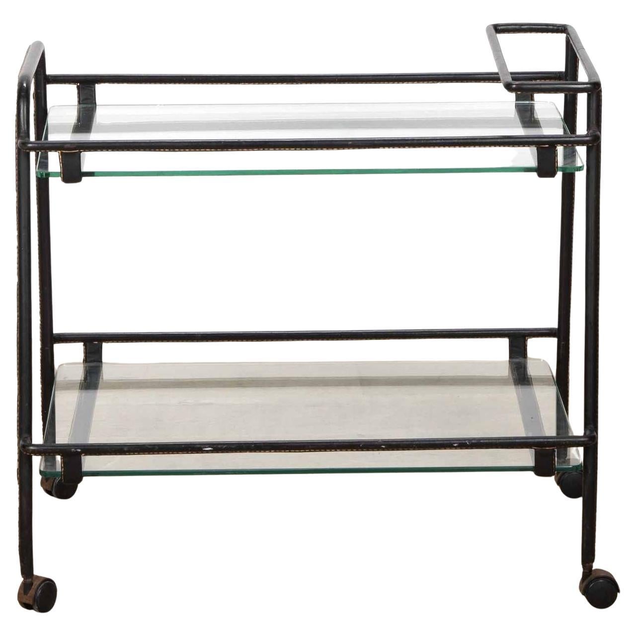 Chariot de bar français du milieu du siècle dernier Jacques Adnet en vente