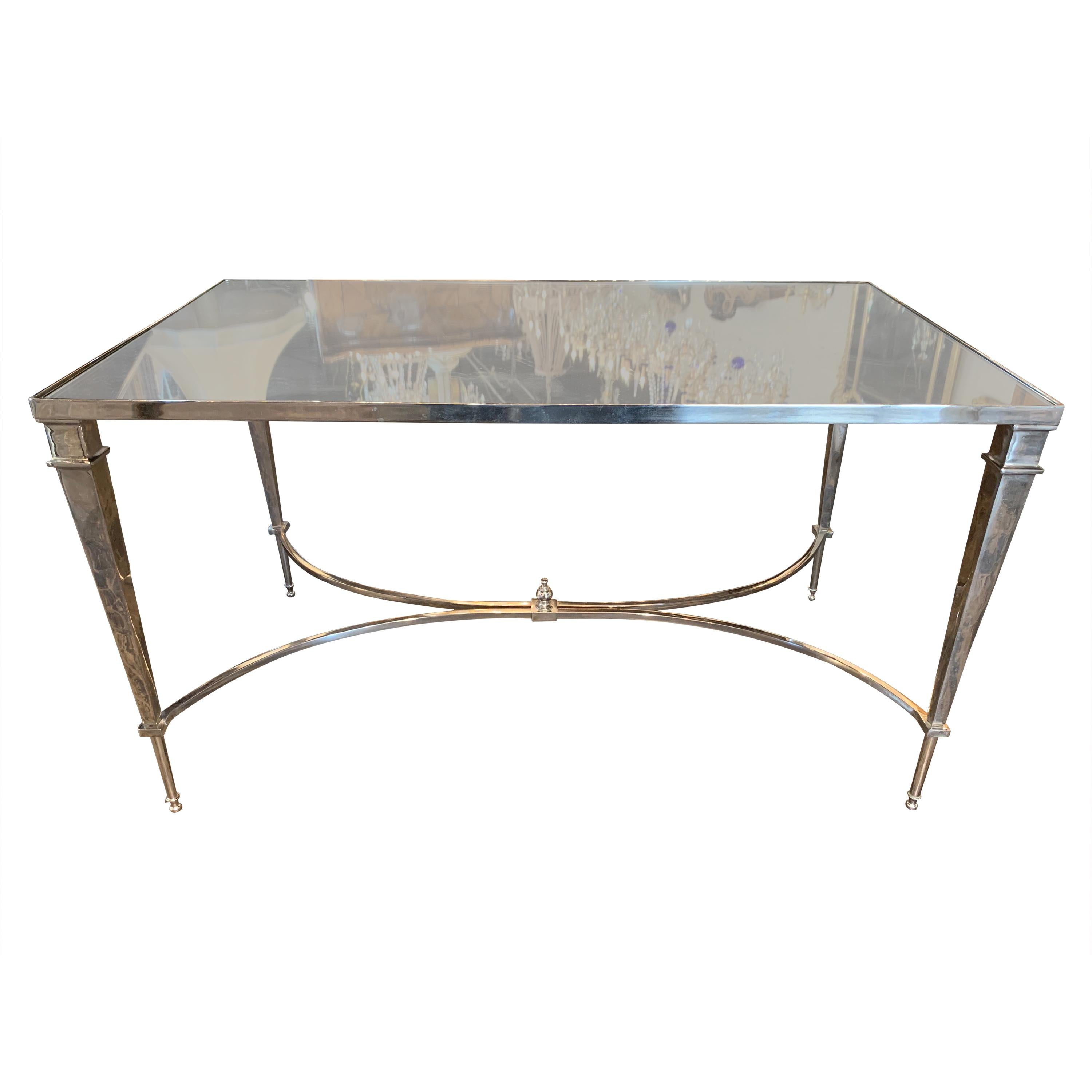 Jansen Style Coffee Table With Mirrored Top At 1stdibs