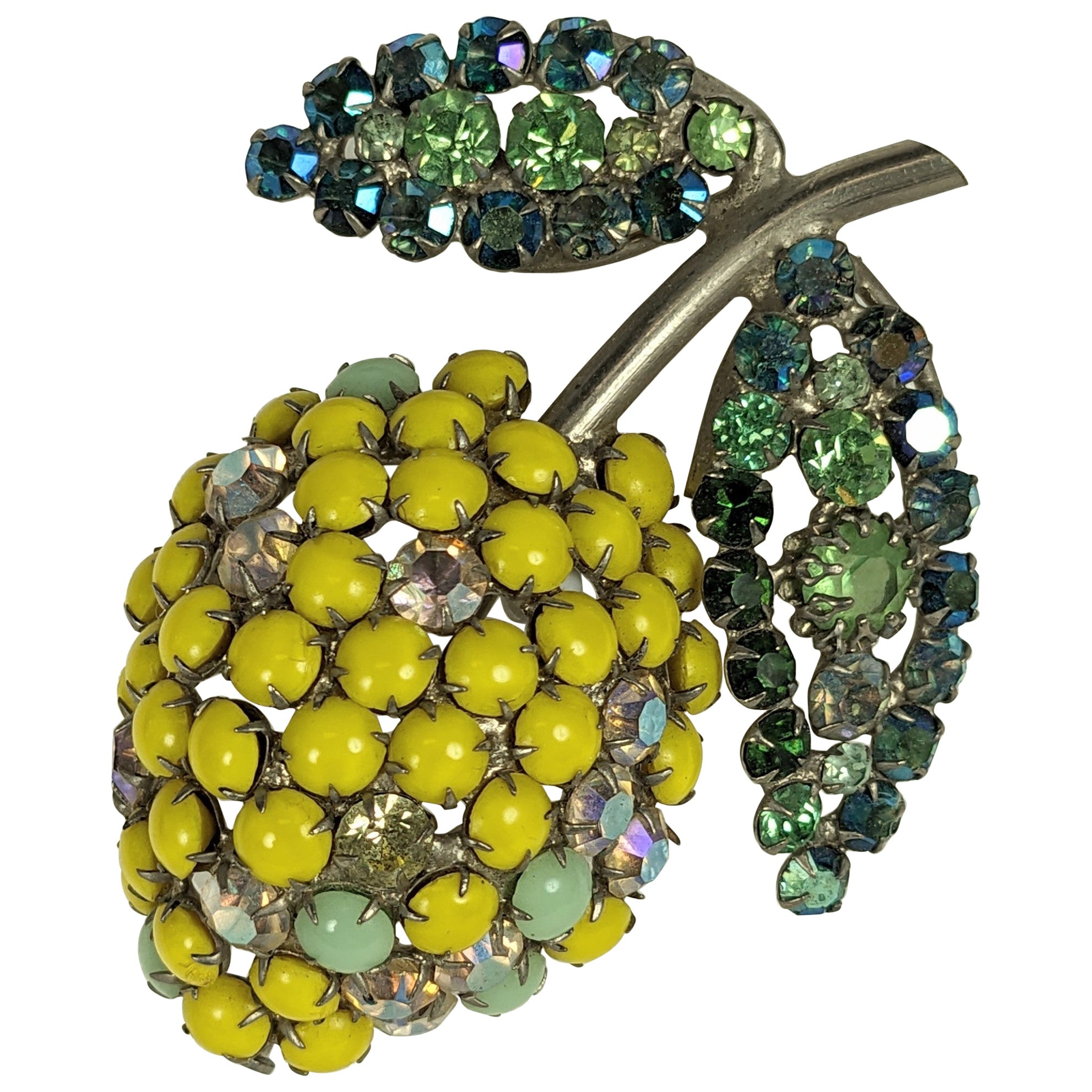Mid Century Jewell's French Jeweled Fruit Brooch