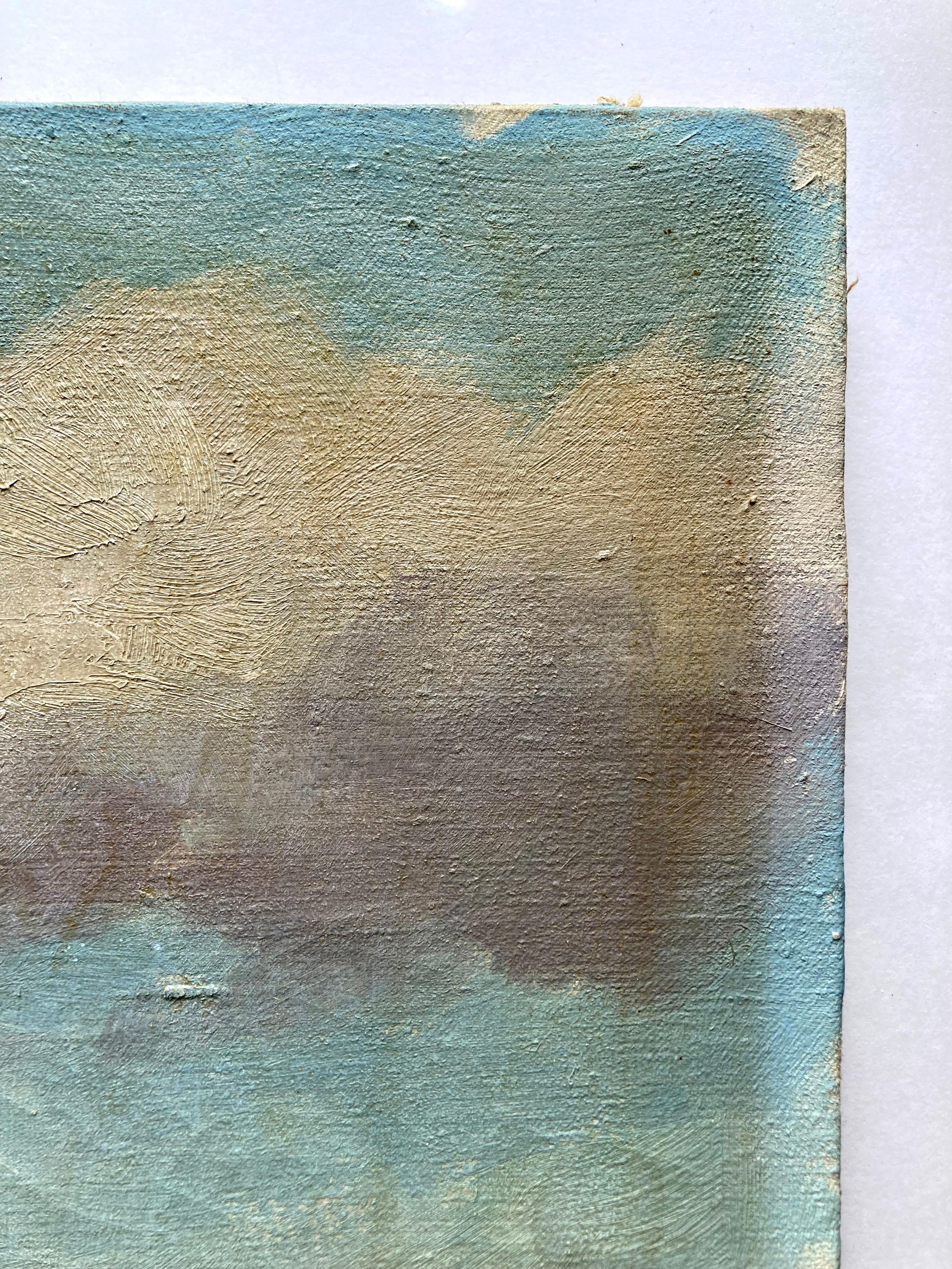 Französische Landschaft aus der Mitte des Jahrhunderts, Ölgemälde auf Stretched Canvas von Alfred Erb im Zustand „Relativ gut“ im Angebot in COLMAR, FR