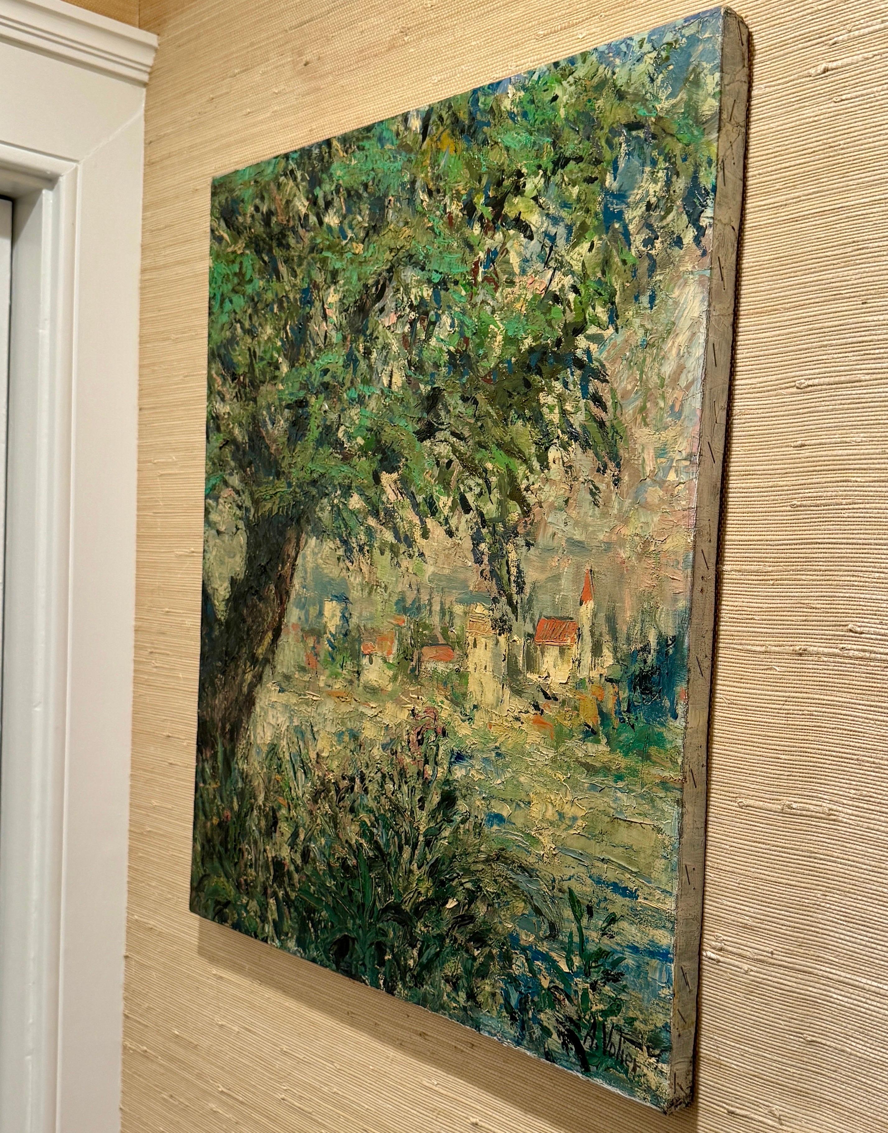 Pittura ad olio di paesaggio francese della metà del secolo scorso, firmata A. Volier in vendita 8