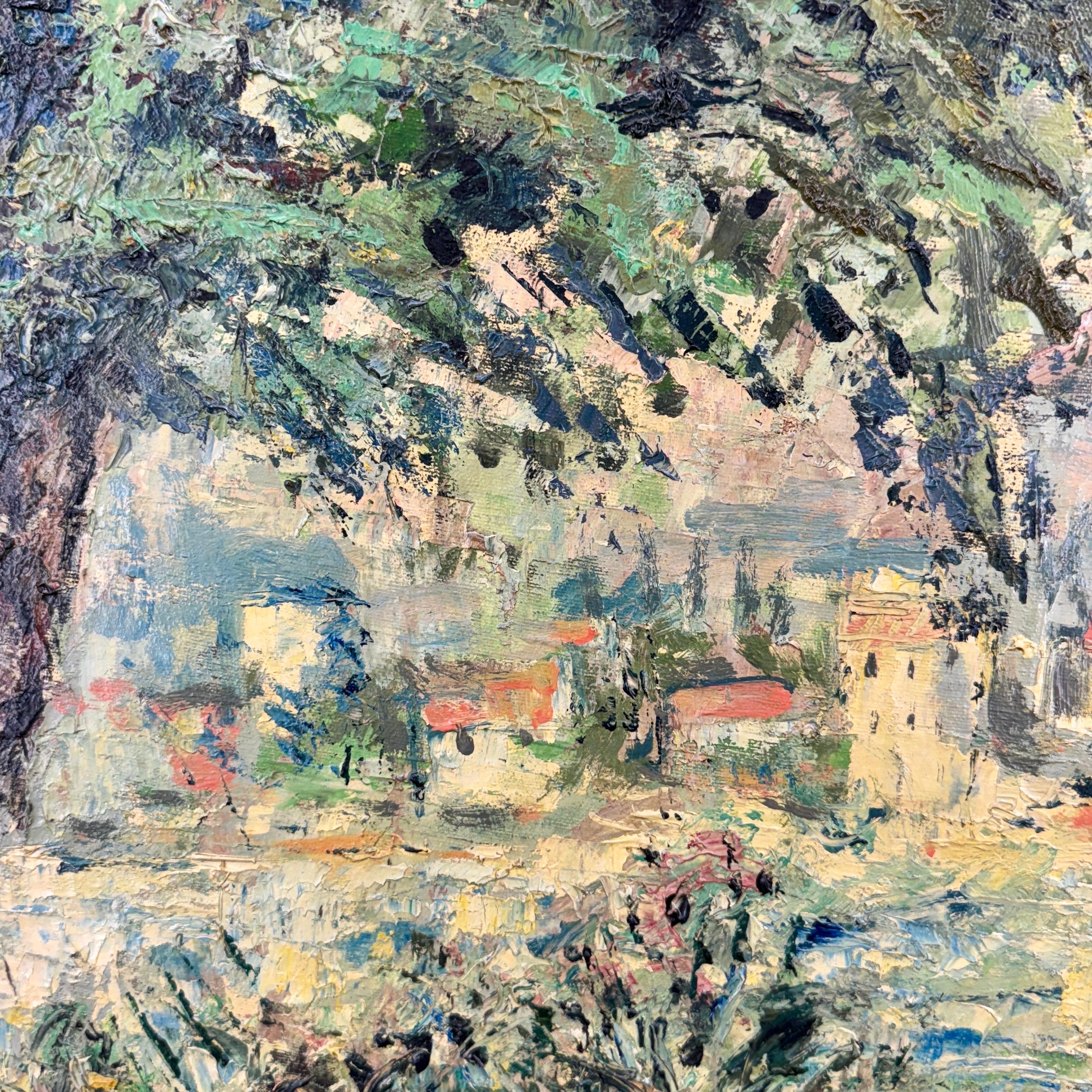 Pittura ad olio di paesaggio francese della metà del secolo scorso, firmata A. Volier in vendita 1