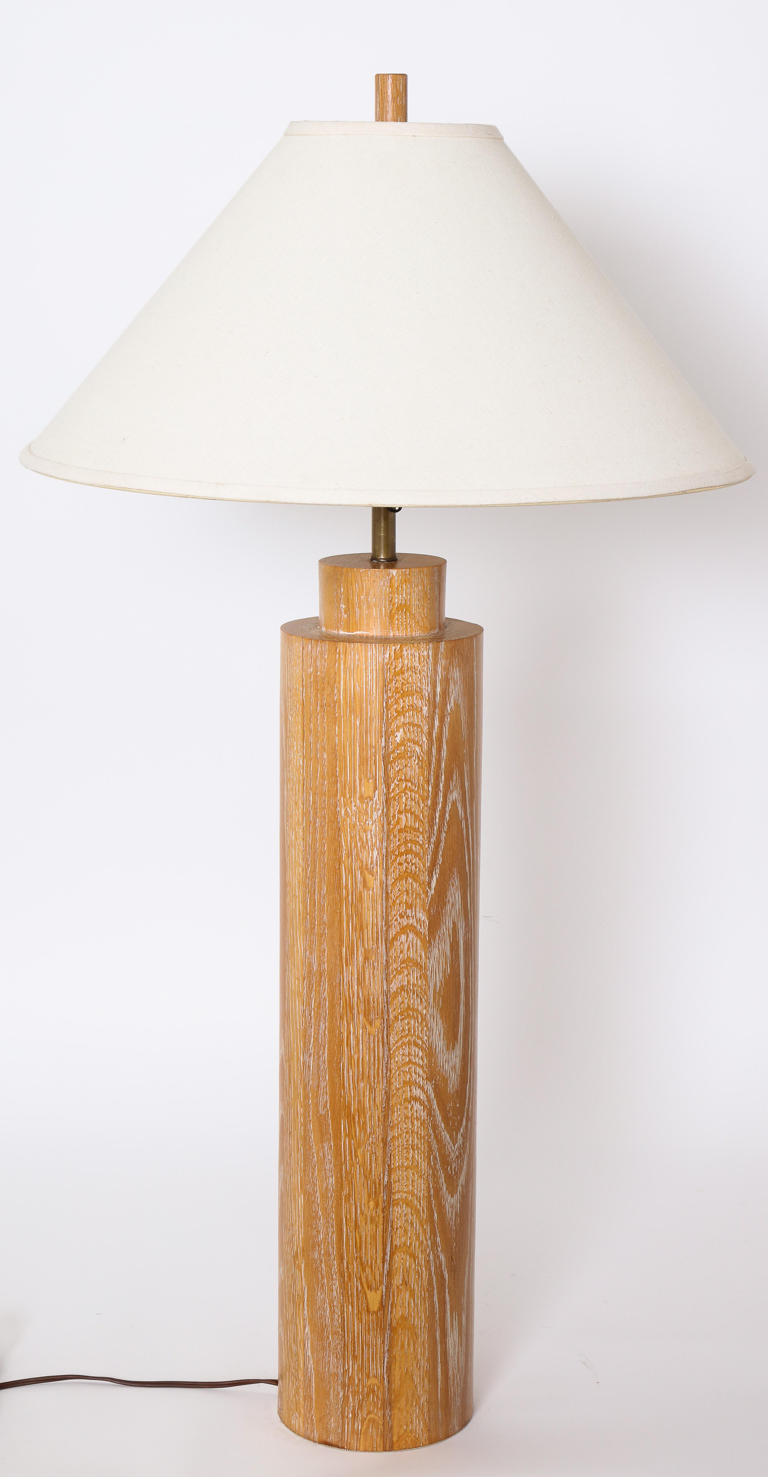 Mid-Century Modern Midcentury French Large Cerused Oak Table Lamp