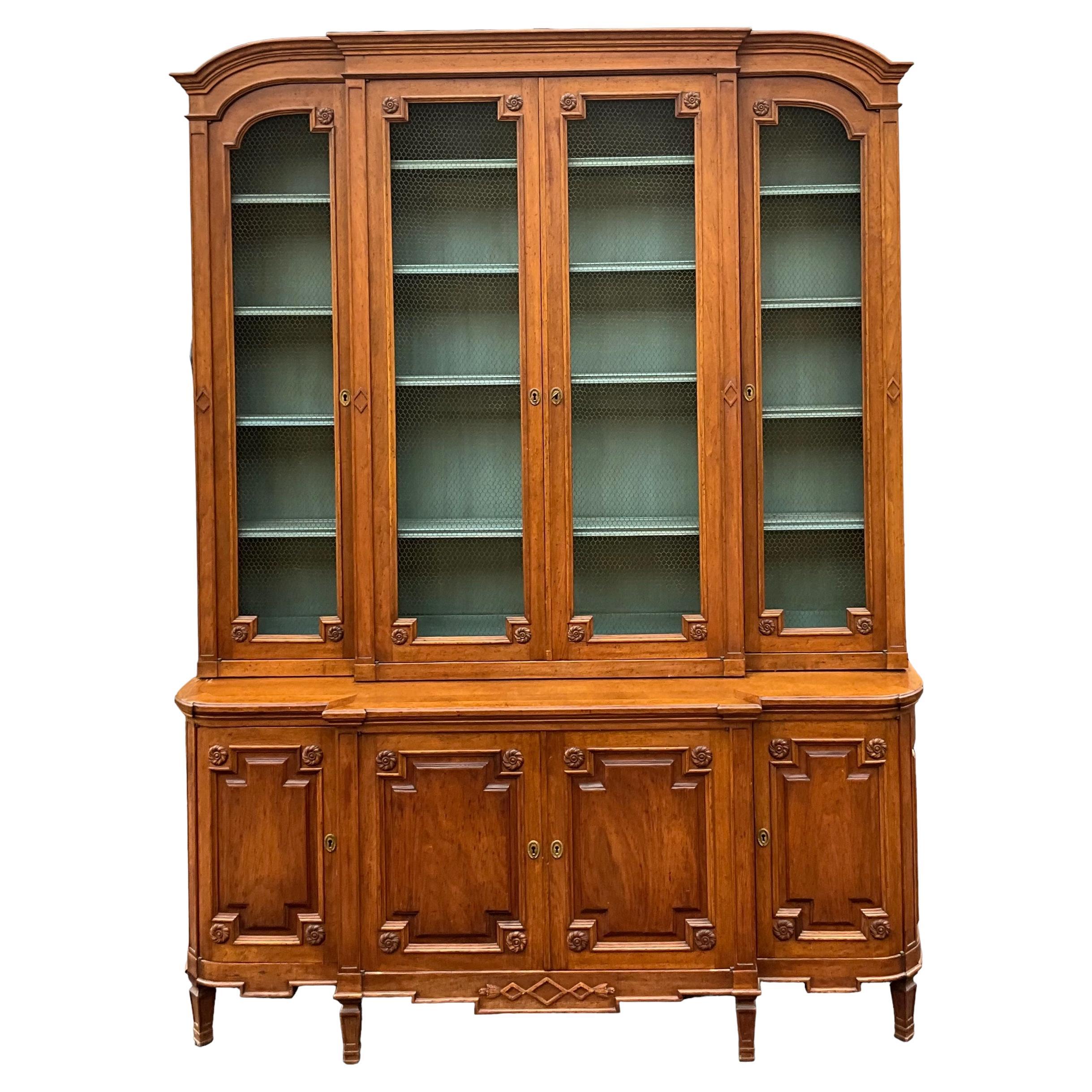 Mid-Century French Large Scale Carved Fruitwood Cabinet By Auffray & Co. 