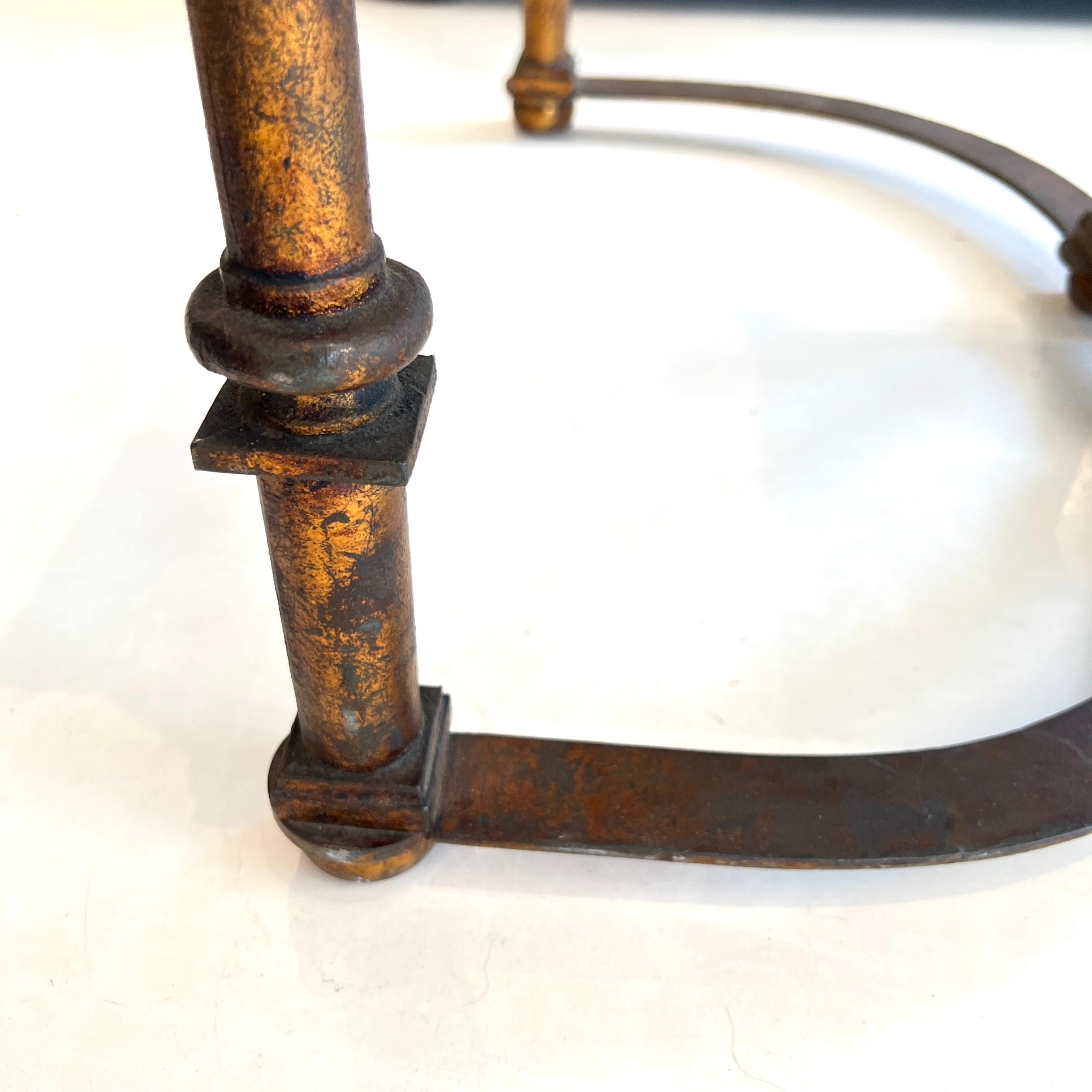 Mid-Century French Large Scale Iron & Antique Floxed Mirror Coffee Table For Sale 4