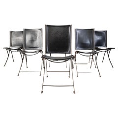 Mid century french leather foldable chairs, 1960s