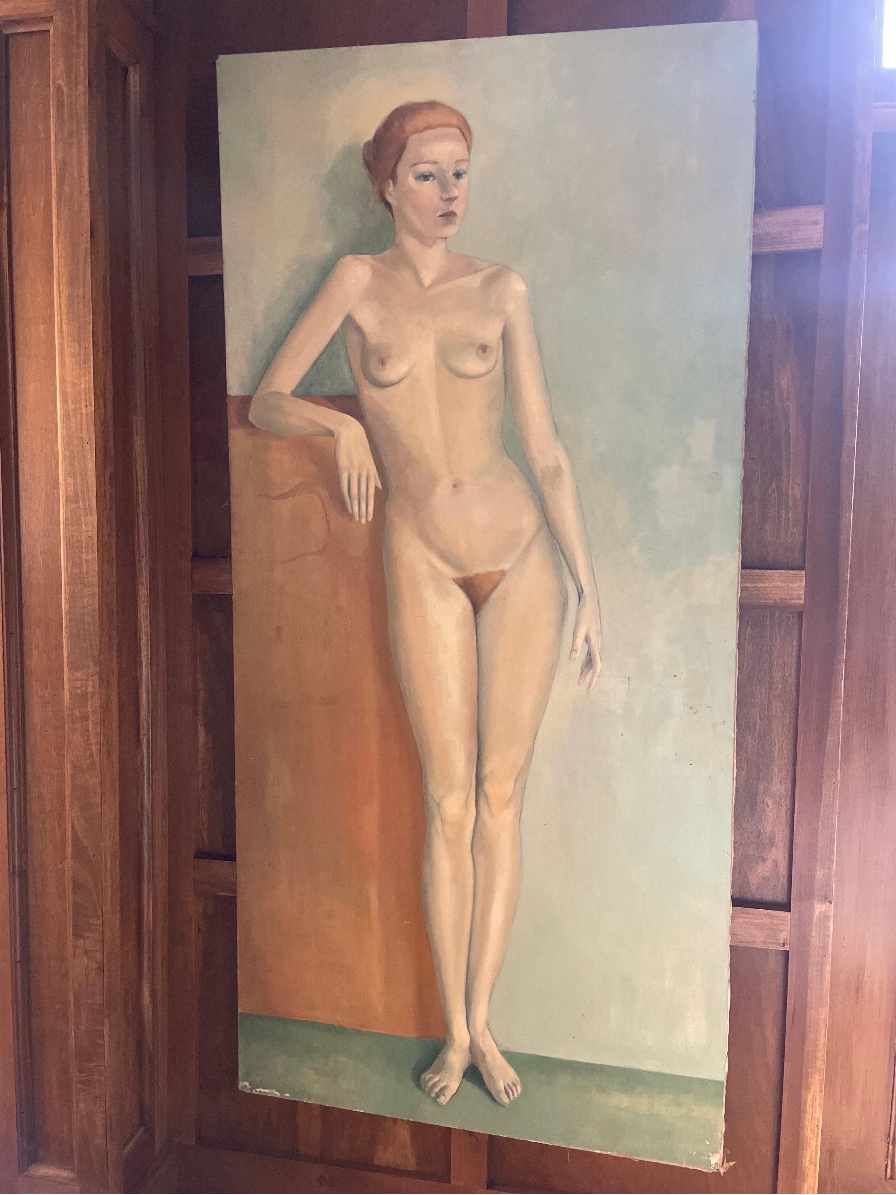 French Nude Portrait Oil Painting Jose Vilato Ruiz Fin (1916-1969) Monumental For Sale 5
