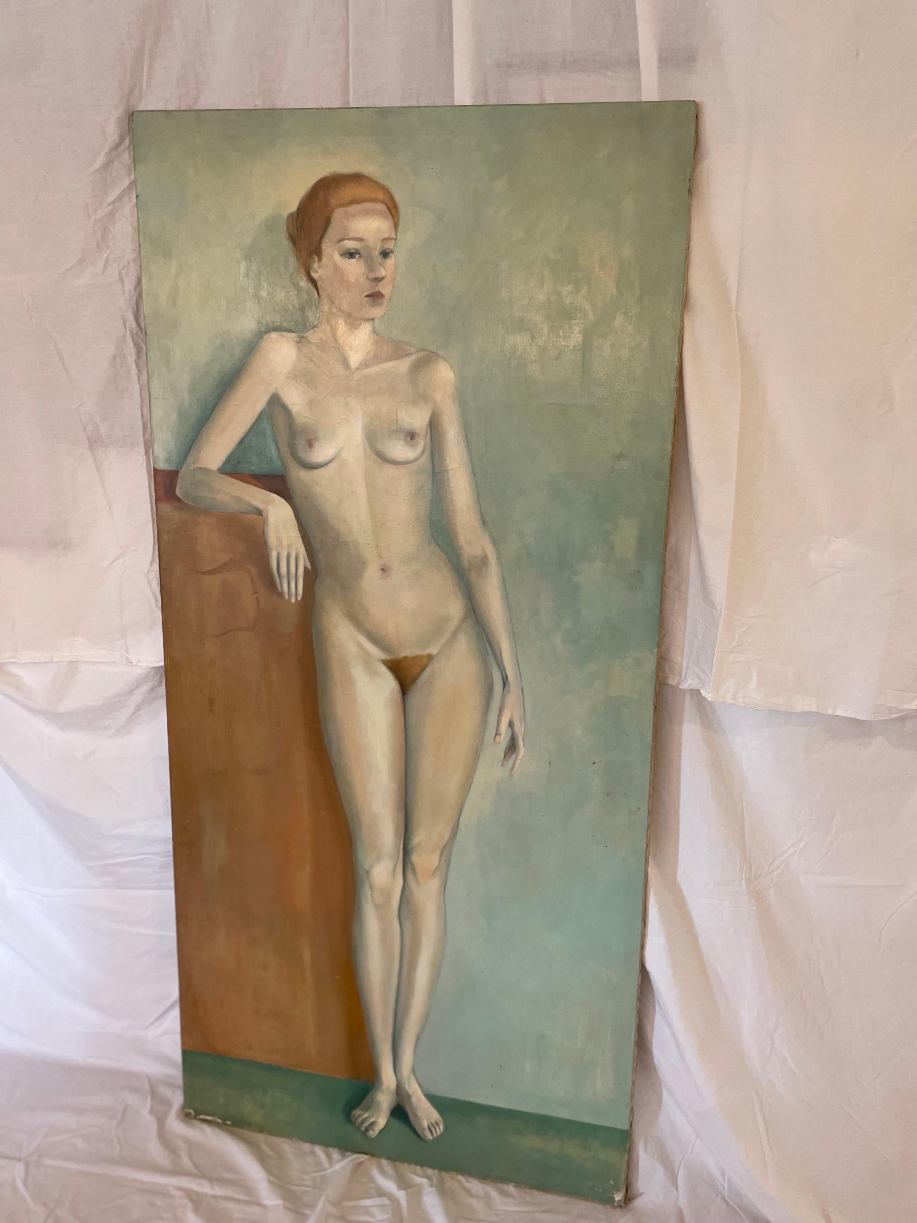 French Nude Portrait Oil Painting Jose Vilato Ruiz Fin (1916-1969) Monumental 8