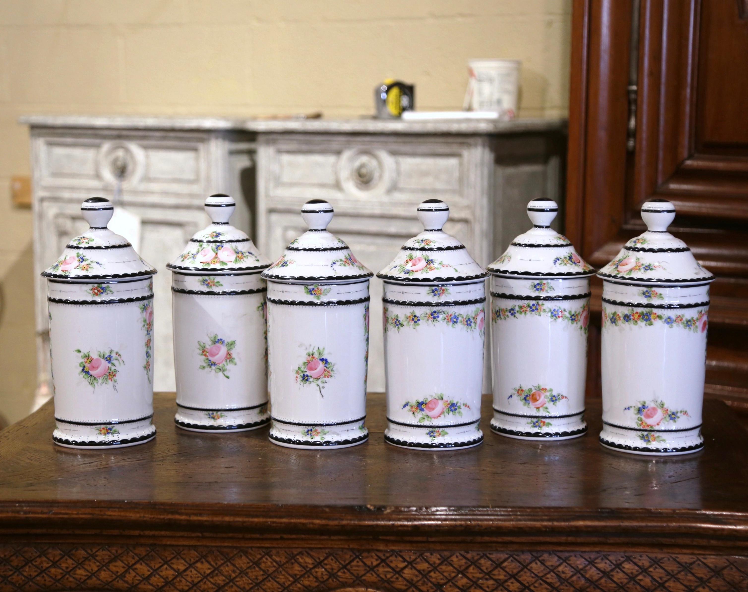 Midcentury French Limoges Porcelain Apothecary or Pharmacy Jars, Set of 6 5