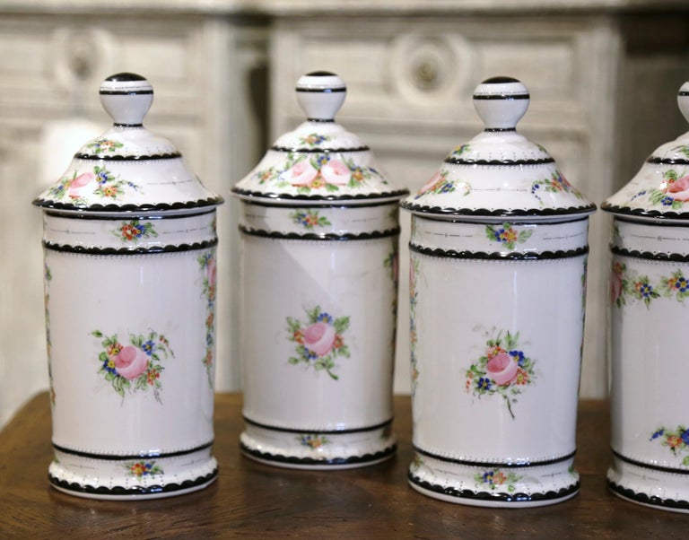 Midcentury French Limoges Porcelain Apothecary or Pharmacy Jars, Set of 6 For Sale 7